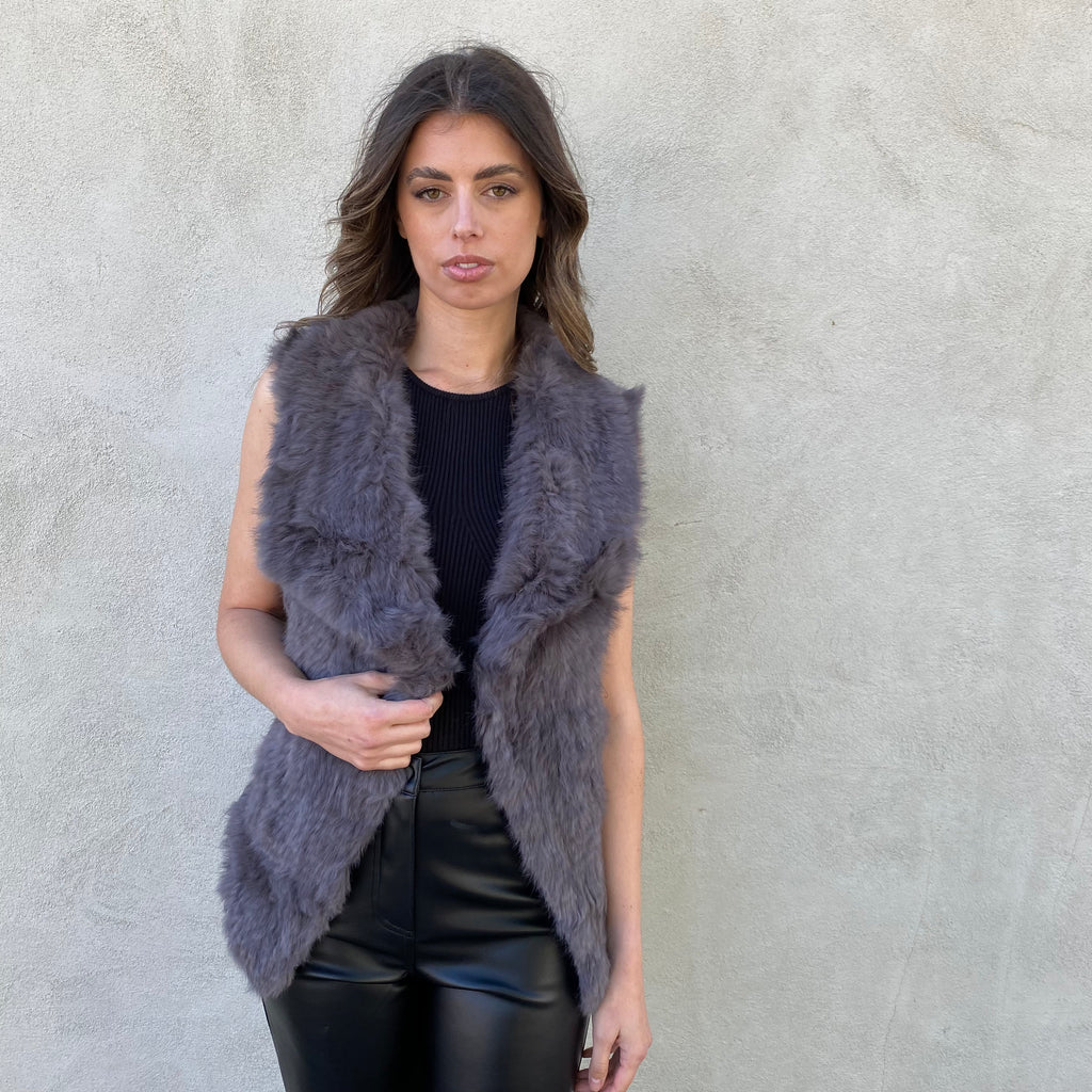 Grey fur hot sale vest women's